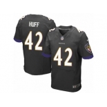 Men's Nike Baltimore Ravens #42 Marqueston Huff Elite Black Alternate NFL Jersey