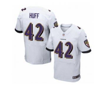 Men's Nike Baltimore Ravens #42 Marqueston Huff Elite White NFL Jersey