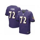 Men's Nike Baltimore Ravens #72 Alex Lewis Elite Purple Team Color NFL Jersey