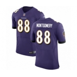 Men's Nike Baltimore Ravens #88 Ty Montgomery Purple Team Color Vapor Untouchable Elite Player NFL Jersey