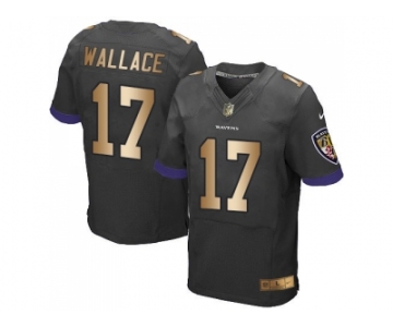 Nike Baltimore Ravens #17 Mike Wallace Black Alternate Men's Stitched NFL New Elite Gold Jersey