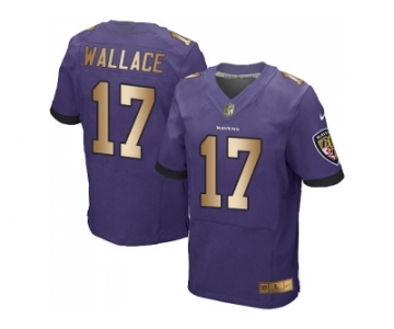 Nike Baltimore Ravens #17 Mike Wallace Purple Team Color Men's Stitched NFL New Elite Gold Jersey