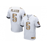 Nike Baltimore Ravens #5 Joe Flacco White Men's Stitched NFL New Elite Gold Jersey