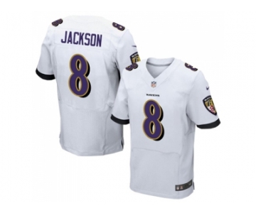 Nike Baltimore Ravens #8 Lamar Jackson White Men Stitched NFL New Elite Jersey