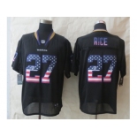 nike baltimore ravens #27 rice black [Elite USA flag fashion]