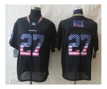 nike baltimore ravens #27 rice black [Elite USA flag fashion]