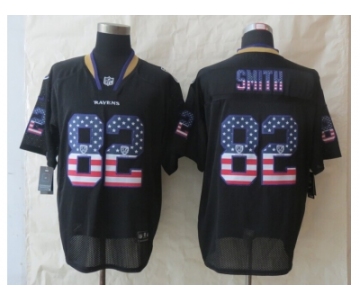 nike baltimore ravens #82 smith black [Elite USA flag fashion]