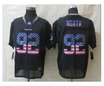 nike baltimore ravens #92 ngata black [Elite USA flag fashion]