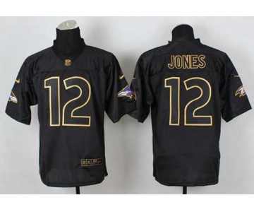 nike nfl jerseys baltimore ravens #12 jones black[Elite gold lettering fashion]