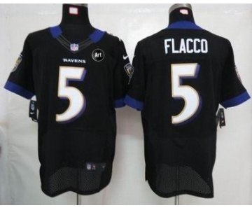 nike nfl jerseys baltimore ravens #5 flacco black[Elite Art Patch]