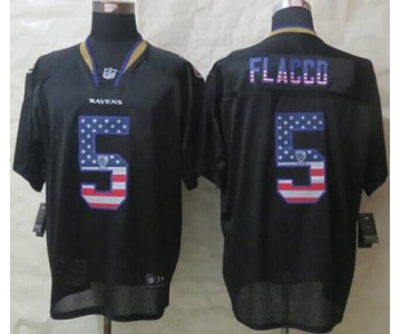 nike nfl jerseys baltimore ravens #5 flacco black[Elite USA flag fashion]