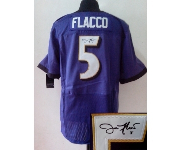 nike nfl jerseys baltimore ravens #5 flacco purple[Elite signature]