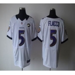 nike nfl jerseys baltimore ravens #5 flacco white[elite Art Patch]