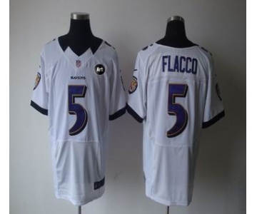 nike nfl jerseys baltimore ravens #5 flacco white[elite Art Patch]