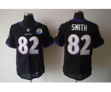 nike nfl jerseys baltimore ravens #82 smith black[Elite 50th Patch]