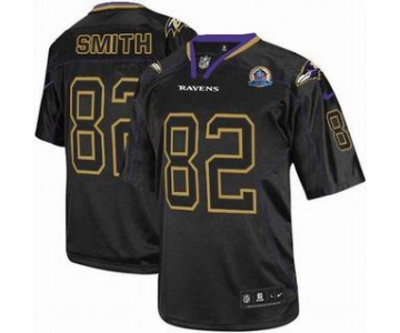 nike nfl jerseys baltimore ravens #82 smith black[Elite lights out 50th Patch]