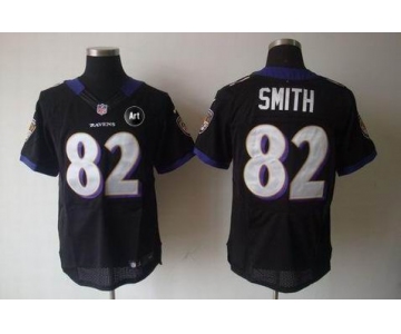 nike nfl jerseys baltimore ravens #82 smith black[elite Art Patch]