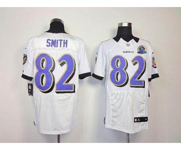 nike nfl jerseys baltimore ravens #82 smith white[Elite 50th Patch]