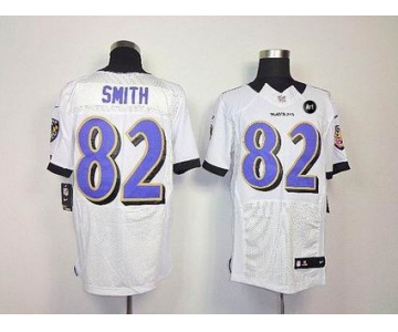 nike nfl jerseys baltimore ravens #82 smith white[elite Art Patch]