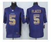 2015 new nike baltimore ravens #5 flacco purple strobe jerseys[limited]