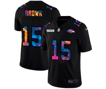 Baltimore Ravens #15 Marquise Brown Men's Nike Multi-Color Black 2020 NFL Crucial Catch Vapor Untouchable Limited Jersey