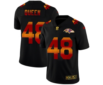 Baltimore Ravens #48 Patrick Queen Men's Black Nike Red Orange Stripe Vapor Limited NFL Jersey