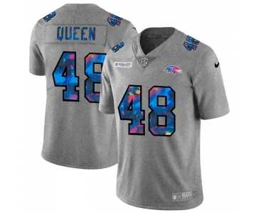 Baltimore Ravens #48 Patrick Queen Men's Nike Multi-Color 2020 NFL Crucial Catch NFL Jersey Greyheather