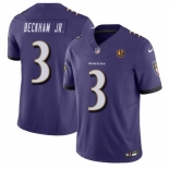 Men Baltimore Ravens #3 Odell Beckham Jr Purple 2023 F U S E With John Madden Patch Vapor Limited Football Jersey