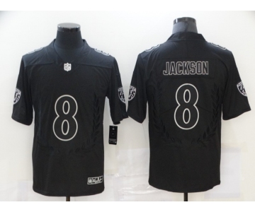 Men Baltimore Ravens #8 Lamar Jackson Black Commemorative Edition Vapor Untouchable Limited Jersey