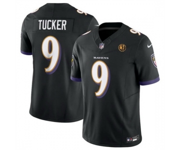 Men Baltimore Ravens #9 Justin Tucker Black 2023 F U S E With John Madden Patch Vapor Limited Stitched Football Jersey