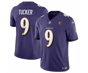 Men Baltimore Ravens #9 Justin Tucker Purple 2023 F U S E With John Madden Patch Vapor Limited Stitched Football Jersey