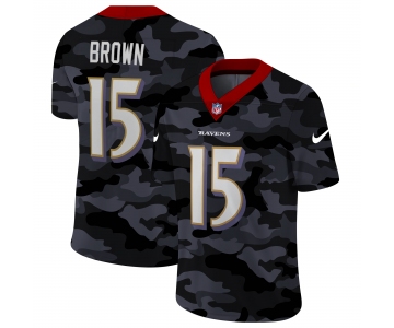 Men New Nike Baltimore Ravens #15 Brown 2020 Nike 2ndCamo Salute to Service Limited