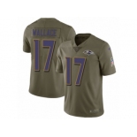 Men Nike Baltimore Ravens #17 Mike Wallace Limited Olive 2017 Salute to Service NFL Jersey