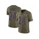 Men Nike Baltimore Ravens #24 Brandon Carr Limited Olive 2017 Salute to Service NFL Jersey