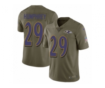 Men Nike Baltimore Ravens #29 Marlon Humphrey Limited Olive 2017 Salute to Service NFL Jersey