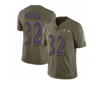 Men Nike Baltimore Ravens #32 Eric Weddle Limited Olive 2017 Salute to Service NFL Jersey