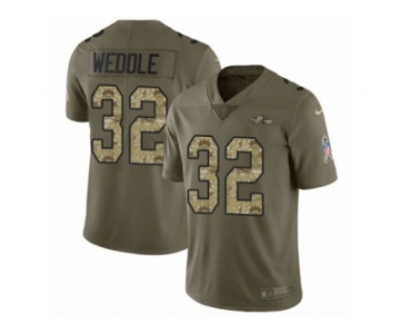 Men Nike Baltimore Ravens #32 Eric Weddle Limited Olive Camo Salute to Service NFL Jersey