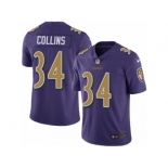 Men Nike Baltimore Ravens #34 Alex Collins Limited Purple Rush Vapor Untouchable NFL Jersey