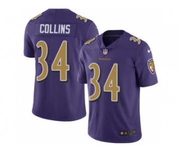 Men Nike Baltimore Ravens #34 Alex Collins Limited Purple Rush Vapor Untouchable NFL Jersey