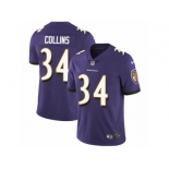 Men Nike Baltimore Ravens #34 Alex Collins Purple Team Color Vapor Untouchable Limited Player NFL Jersey