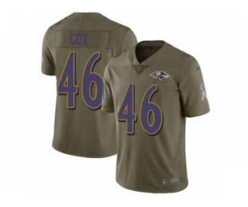 Men Nike Baltimore Ravens #46 Morgan Cox Limited Olive 2017 Salute to Service NFL Jersey