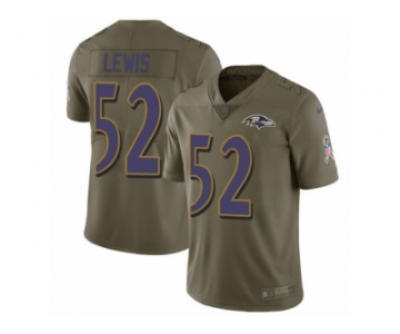 Men Nike Baltimore Ravens #52 Ray Lewis Limited Olive 2017 Salute to Service NFL Jersey