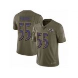 Men Nike Baltimore Ravens #55 Terrell Suggs Limited Olive 2017 Salute to Service NFL Jersey