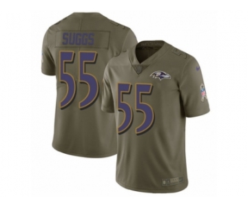 Men Nike Baltimore Ravens #55 Terrell Suggs Limited Olive 2017 Salute to Service NFL Jersey