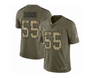 Men Nike Baltimore Ravens #55 Terrell Suggs Limited Olive Camo Salute to Service NFL Jersey