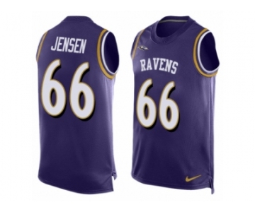 Men Nike Baltimore Ravens #66 Ryan Jensen Limited Purple Player Name & Number Tank Top NFL Jerseyy