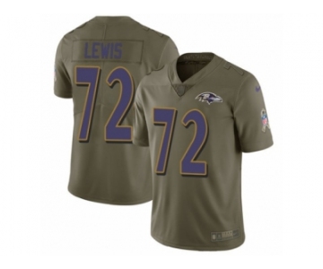 Men Nike Baltimore Ravens #72 Alex Lewis Limited Olive 2017 Salute to Service NFL Jersey