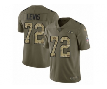 Men Nike Baltimore Ravens #72 Alex Lewis Limited Olive Camo Salute to Service NFL Jersey