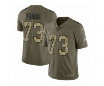 Men Nike Baltimore Ravens #73 Marshal Yanda Limited Olive Camo Salute to Service NFL Jersey