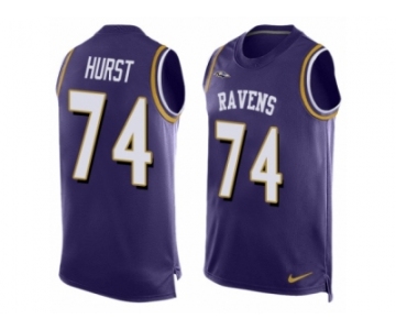 Men Nike Baltimore Ravens #74 James Hurst Elite Purple Player Name & Number Tank Top NFL Jersey